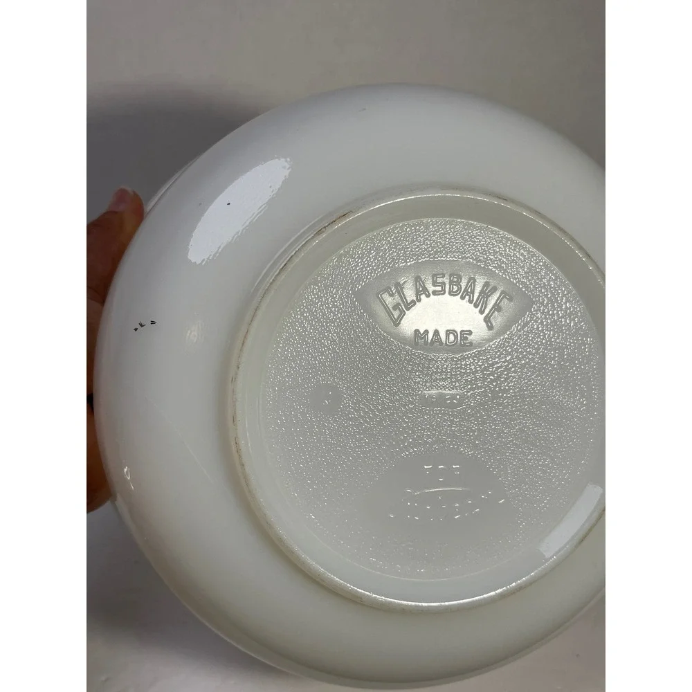 Vintage Glasbake for Sunbeam  White Milk Glass Mixing Bowl  Made in USA